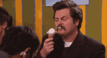Ron Swanson Ice Cream GIF - Ron Swanson Ice Cream Eating GIFs