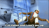 a cartoon of a man falling off a walker with the caption i 've fallen and i can t get up
