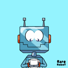 a cartoon drawing of a robot with the words rare robot on the bottom
