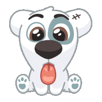 a cartoon drawing of a dog yawning with a cross on its forehead