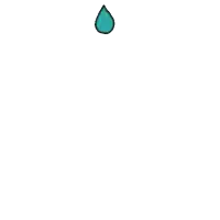 a cartoon drawing of a splash of water with an exclamation point in the middle