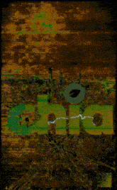 a painting of a landscape with a circle in the middle that says ' ae ' on it