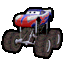 a pixel art drawing of a monster truck from the movie cars on a white background .