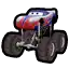 a pixel art drawing of a monster truck from the movie cars on a white background .