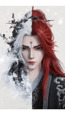 a man with red hair and white hair has a crown on his forehead