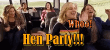 hen party cheering whoo party bus