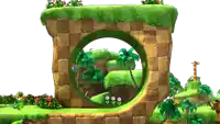 a cartoon scene with a circle in the middle