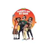 a poster for sonic 's parents got my back shows a family posing for a picture