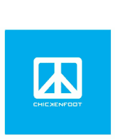 a blue background with a chickenfoot logo and stars