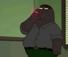 peter griffin from family guy is smoking a cigarette in a classroom .