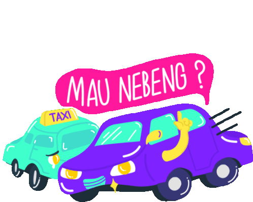 Car Asks Taxi If It Wants To Carpool In Indonesian Sticker - Taxi Car Mau Nebeng Stickers
