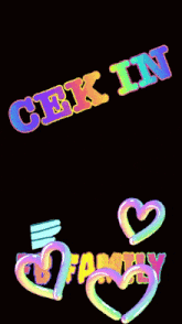 a colorful poster with the words cek in silahkan fb family