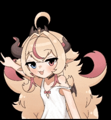 a drawing of a girl with horns and a bow