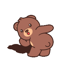 a cartoon drawing of a teddy bear with a shadow on the ground