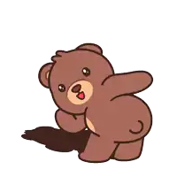 a cartoon drawing of a teddy bear with a shadow on the ground