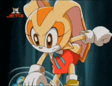 a cartoon of cream the rabbit from sonic the hedgehog with jetix on the bottom
