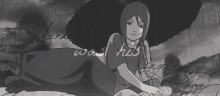 a close up of a person 's face with the words " konan was an angel " written on their face