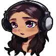 a pixel art drawing of a girl wearing headphones and a choker .