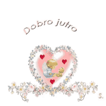 a picture of an angel holding a teddy bear with the words dobro jutro written above it