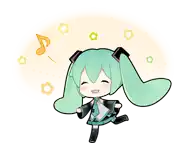 a cartoon of hatsune miku dancing with flowers and music notes around her