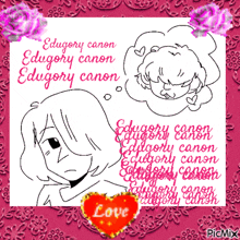 a drawing of a girl with the words " edugory canon " on the top
