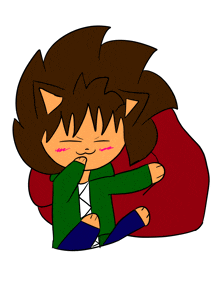 a drawing of a person with cat ears and a green jacket
