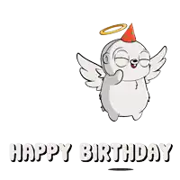 a happy birthday card with a cartoon character and confetti