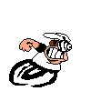a pixel art drawing of a man wearing a helmet and sunglasses .