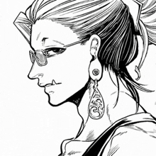 a black and white drawing of a woman with glasses and earrings .
