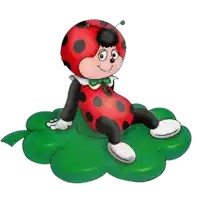 a cartoon ladybug is sitting on a green clover