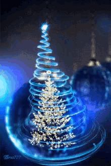 Merry Christmas Blue Bulbs GIF