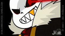 a drawing of a skeleton with a red eye and the website xtaleunderverse.tumblr.com below it