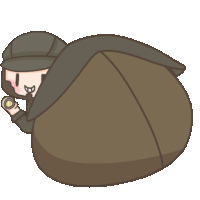 a cartoon of a man holding a flashlight with a big butt