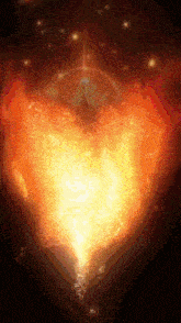 a painting of a heart shaped fireball with a black background