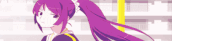 a girl with long purple hair is wearing a maid outfit