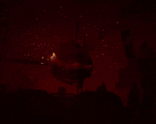 a robot with a helmet on is holding a torch in a dark room