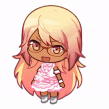 a drawing of a girl with glasses and long blonde hair