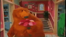 Bear In The Big Blue House Smelling Flowers GIF - Bear In The Big Blue House Smelling Flowers Flowers GIFs