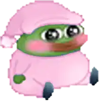 a pixel art of a frog with a pink hat on