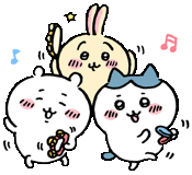 a rabbit , a bear , and a cat are dancing together .