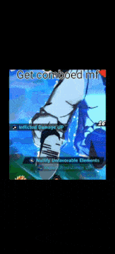 a screenshot of a video game with the words get comboed mf on the bottom