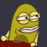a close up of a cartoon character with glasses making a face .