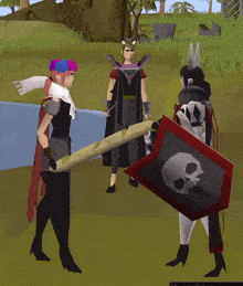 a screenshot of a video game shows a skull shield