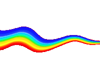 a computer generated image of a rainbow colored wave on a white background