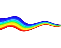 a computer generated image of a rainbow colored wave on a white background
