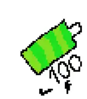 a pixel art drawing of a green bottle with a white cap .