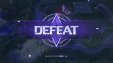 a purple sign that says defeat in a circle