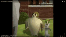 a cartoon of an owl and a lemur with the words impossible try not to laugh at the bottom