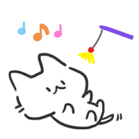 a black and white drawing of a cat playing with a cat toy