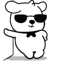 a cartoon teddy bear wearing sunglasses and a bow tie .